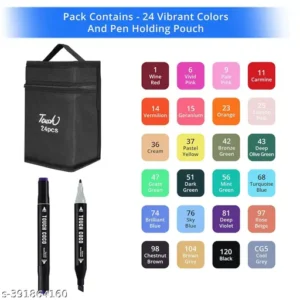 24Pcs Dual Tip Art Markers With Carrying Case